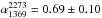 \hbox{$\alpha_{1369}^{2273}=0.69 \pm 0.10$}