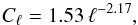 \appendix \setcounter{section}{2} \begin{equation} C_\ell = 1.53 \, \ell^{-2.17}, \end{equation}