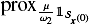 \hbox{$\prox_{\frac{\mu}{\omega_2}\mathbb{1}_{\mathcal{S}_{\vec{x}^{(0)}}}}$}
