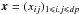 \hbox{$\vec{x} = (x_{ij})_{1 \leq i,j \leq dp}$}