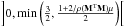 \hbox{$\left]0,\min\left(\frac{3}{2},\frac{1+2/{\rho(\mathbf{M}^{\rm T}\mathbf{M})\mu}}{2}\right)\right[$}
