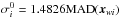 \hbox{$\sigma_i^{0} = 1.4826\mad(\vec{x}_{wi})$}