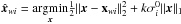 \hbox{$\hat{\vec{x}}_{wi} = \underset{\vec{x}}\argmin \frac{1}{2}\|\vec{x}-\mathbf{x}_{wi}\|_2^2 + k\sigma_i^{0}\|\vec{x}\|_1$}