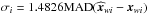 \hbox{$\sigma_i = 1.4826\mad(\widehat{\vec{x}}_{wi}-\vec{x}_{wi})$}