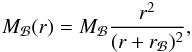 \begin{eqnarray} M_{\Bulge}(r) = M_{\Bulge} \dfrac{r^2}{(r+r_{\Bulge})^2} , \label{bulge_profile} \end{eqnarray}