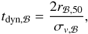 \begin{eqnarray} t_{\rm dyn,\Bulge} = \dfrac{2r_{\Bulge,50}}{\sigma_{v,\Bulge}} , \label{t_bulge} \end{eqnarray}