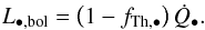 \begin{eqnarray} L_{\rm \BH,bol} = \left(1-f_{\rm Th,\BH}\right)\dot{Q}_{\BH}. \label{agn_Lum} \end{eqnarray}