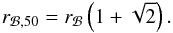 \begin{eqnarray} r_{\Bulge,50} = r_{\Bulge}\left(1 + \sqrt{2}\right). \label{merger_bulge_radius} \end{eqnarray}