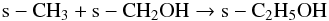 \begin{eqnarray} \label{eq:eth2} {\rm s-CH_3 + s-CH_2OH \rightarrow s-C_2H_5OH} \end{eqnarray}