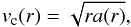 \begin{equation} v_{\rm c}(r) = \sqrt{r a(r)}, \label{eq:vcpart} \end{equation}