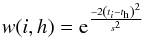 \begin{equation} w(i,h)={\rm{e}}^{\frac{-2\left(t_i-t_{\rm h}\right)^2}{s^2}} \end{equation}