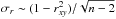 \hbox{$\sigma_{r}\sim(1-r_{xy}^2)/\sqrt{n-2}$}