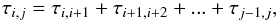 \appendix \setcounter{section}{1} \begin{eqnarray*} \tau_{i,j}=\tau_{i,i+1}+\tau_{i+1,i+2}+...+\tau_{j-1,j}, \end{eqnarray*}
