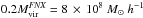 \hbox{$0.2 M^{\mathrm{\emph{FNX}}}_{\mathrm{vir}} = 8 \, \times \, 10^8 \ M_{\sun}\ h^{-1}$}