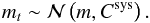 \begin{equation} m_t \sim \mathcal{N}\left(m,C^{\rm sys}\right) . \end{equation}