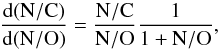 \begin{equation} \frac{\rm d(N/C)}{\rm d(N/O)}=\frac{\rm N/C}{\rm N/O}\frac{1}{\rm 1+N/O} , \end{equation}