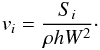 \begin{eqnarray} v_i = \frac{S_i}{\rho h W^2}\cdot \end{eqnarray}