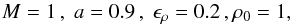 \begin{equation} M=1\,,\;a=0.9\,,\;\epsilon_\rho=0.2\,,\rho_0=1, \end{equation}