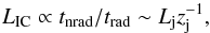 \begin{equation} L_{\rm IC}\propto t_{\rm nrad}/t_{\rm rad}\sim L_{\rm j}z_{\rm j}^{-1}, \label{coolz} \end{equation}