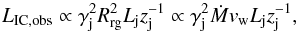\begin{equation} L_{\rm IC,obs}\propto \gamma_{\rm j}^2R_{\rm rg}^2L_{\rm j}z_{\rm j}^{-1}\propto \gamma_{\rm j}^2\dot{M}v_{\rm w}L_{\rm j}z_{\rm j}^{-1}, \end{equation}