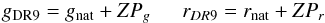 \appendix \setcounter{section}{1} \begin{eqnarray} g_{\rm DR9} = g_{\rm nat} + ZP_g~~~~~~r_{DR9} = r_{\rm nat} + ZP_r \end{eqnarray}