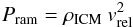 $$ P_{\text{ram}} = \rho_\text{ICM}\ v_\text{rel}^2 $$