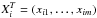 \hbox{$X_i^T=(x_{i1}, \ldots,x_{im})$}