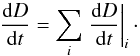 \begin{equation} \oder Dt=\sum_i\left.\oder Dt\right\vert_i\cdot \label{DGLforCopact} \end{equation}