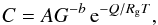 \begin{equation} C=AG^{-b}\,{\rm e}^{-Q/R_{\rm g}T}, \label{FitGeo} \end{equation}
