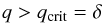 \begin{equation} q > q_{\rm crit}=\delta \label{en13} \end{equation}