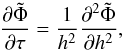 \appendix \setcounter{section}{1} \begin{equation} {\partial \tilde \Phi \over \partial \tau} ={1\over h^2} {\partial^2 \tilde \Phi \over \partial h^2}, \label{ea16} \end{equation}