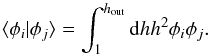 \appendix \setcounter{section}{1} \begin{equation} \langle \phi_i |\phi_j \rangle =\int^{h_{\rm out}}_{1}{\rm d}h h^2 \phi_i \phi_j. \label{ea20} \end{equation}