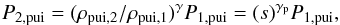 \begin{eqnarray} P_{2,{\rm pui}} = (\rho _{\rm pui,2}/\rho _{\rm pui,1})^{\gamma} P_{\rm 1,pui} = (s)^{\gamma_{\rm p}}P_{\rm 1,pui}, \end{eqnarray}