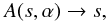 \begin{eqnarray} A(s,\alpha) \rightarrow s, \end{eqnarray}