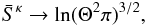 \begin{eqnarray} \bar{S}^{\kappa } \rightarrow \ln (\Theta ^{2}\pi)^{3/2}, \end{eqnarray}