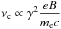 \hbox{$\displaystyle \nu_{\rm c} \propto \gamma^2 \frac{eB}{m_{\rm e} c}$}