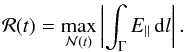 \appendix \setcounter{section}{1} \begin{eqnarray*} \mathcal{R}(t) = \max_{\mathcal{N}(t)}\left|\int_{\Gamma}E_{\|}\,{\rm d}l\right|. \end{eqnarray*}