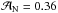 \hbox{${\cal A}_{\rm N}=0.36$}