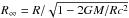 \hbox{$R_\infty = R/\sqrt{1-2GM/Rc^2}$}
