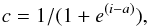 \begin{equation} c = 1/(1 + e^{(i - a)}) , \end{equation}