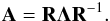 \begin{eqnarray} \textbf{A} = {\bf R} {\bf \Lambda} {\bf R}^{-1}. \label{eq:roe-diag} \end{eqnarray}