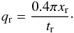 \begin{eqnarray*} \ndref{q} = \frac{0.4\pi \ndref{x}}{\ndref{t}}\cdot \end{eqnarray*}
