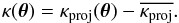\begin{eqnarray} \kappa(\btheta) = \kappa_\proj(\btheta) - \overline{\kappa_\proj}. \end{eqnarray}
