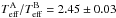 \hbox{$T_{\rm eff}^{\rm A}/T_{\rm eff}^{\rm B}=2.45\pm0.03$}