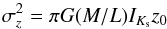 \begin{equation} \sigma_z^2 = \pi G (M/L) I_{K_{\rm s}} z_0 \label{eq_disk_mass2} \end{equation}