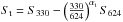 \hbox{$S_{\mathrm{t}} = S_{330} - \left(\frac{330}{624}\right)^{\alpha_{\mathrm{t}}} S_{624}$}