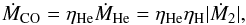 \begin{equation} \dot{M}_{\rm CO}=\eta_{\rm He}\dot{M}_{\rm He}=\eta_{\rm He}\eta_{\rm H}|\dot{M}_{\rm 2}|, \end{equation}