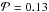 \hbox{$\mathcal{P}=0.13$}