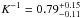 \hbox{$K^{-1}=0.79^{+0.15}_{-0.11}$}