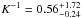 \hbox{$K^{-1}=0.56^{+1.72}_{-0.24}$}